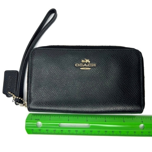 Coach Black Leather Mid-Size Zip Accordion Wallet - Picture 4 of 5